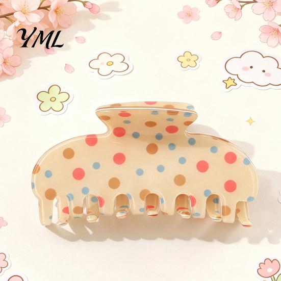 Durable Hair Clamps Colorful Polka Dot Claw Clip for Women, Sweet Macaron Style Non-slip Shark Non Damaging Gripper Thick Hair, Lightweight