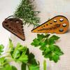 1/2pcs Kitchen Herb Peeler and Stem Remover- Strong Drainage Hole Design, Elegant Black Brown Wooden Appearance 2D Flat
