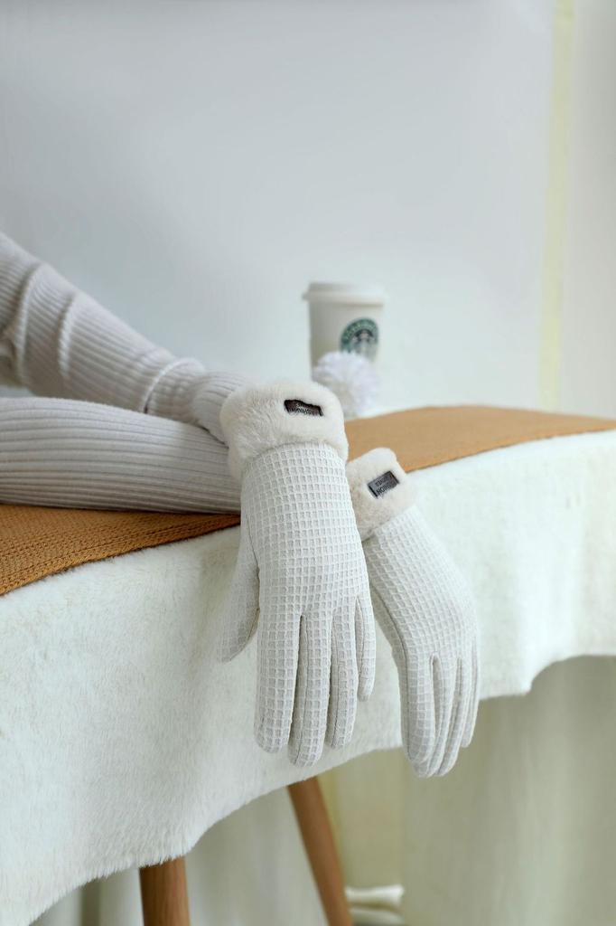 Winter Damen Flauschige Fahrradhandschuhe Mit Winddichtem Design Für Den Außenbereich