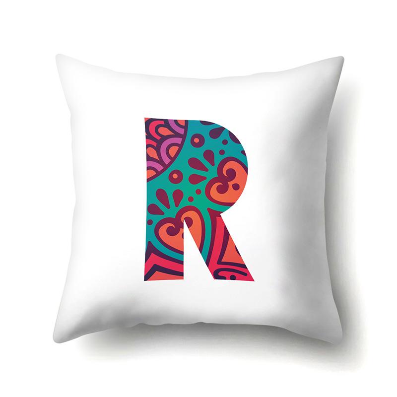 Polyester Pillowcase Home Geometric Striped Print Pillowcase 26 English Letter Cushion Cover