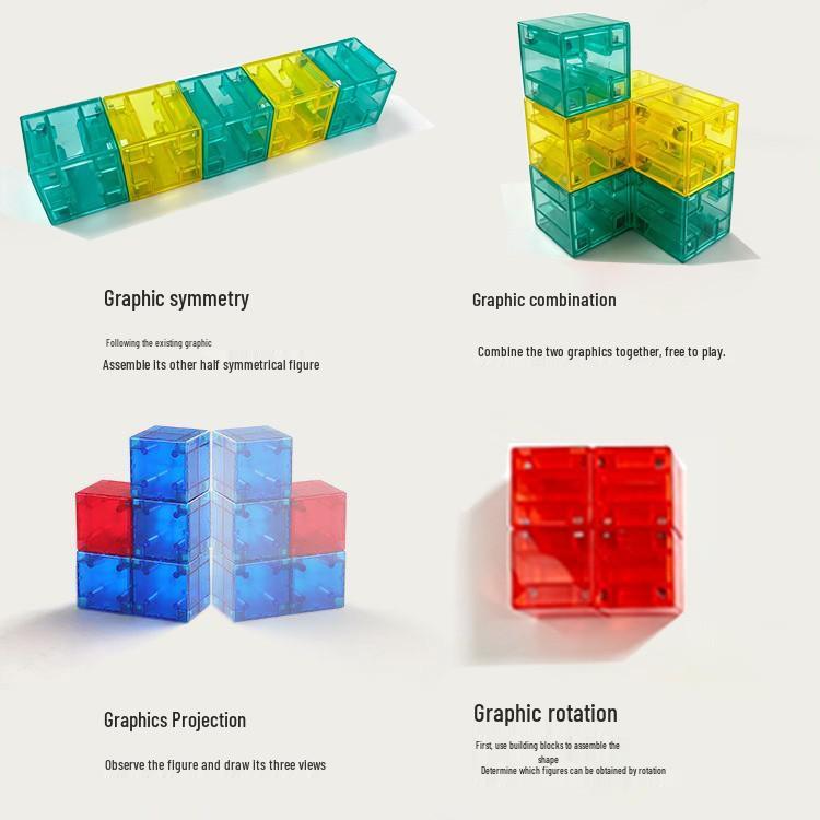 Transparent Geometric Magnetic Cubes: Colorful Educational Building Blocks for Early Learning.