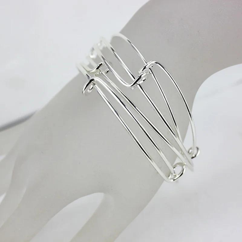 1 Stk. Dehnbarer Armreif Silber Armband Drahtumwickelt Verstellbare Armreifen Damen Modeschmuck Armreifen Armreif