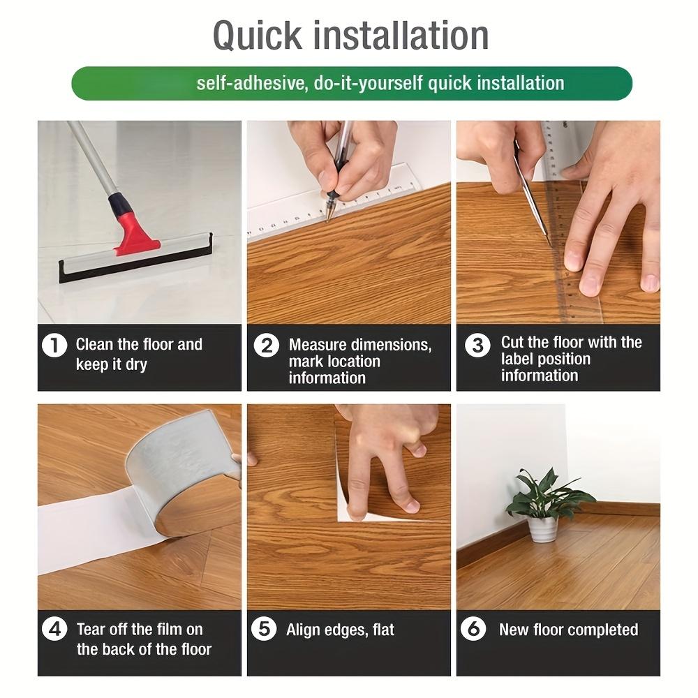 10Pcs 40x15cm PVC Floor Stickers Self-adhesive Stickers Waterproof Thickened Wood Grain Floor Stickers Stickers Living Room