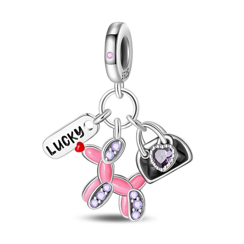 Copper Metal Bear Rabbit Koala Rainbow Horse Flamingo Princess Charm Bead Components Bead Components Compatible With Pan Authentic Original Bracelets