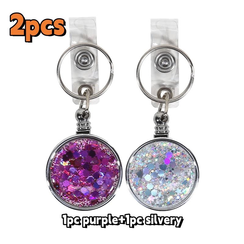 New Design 1 Piece Metal Glitter Retractable Nurse Badge Reel Doctor Student Teacher ID Card Holder Keychains Lanyard
