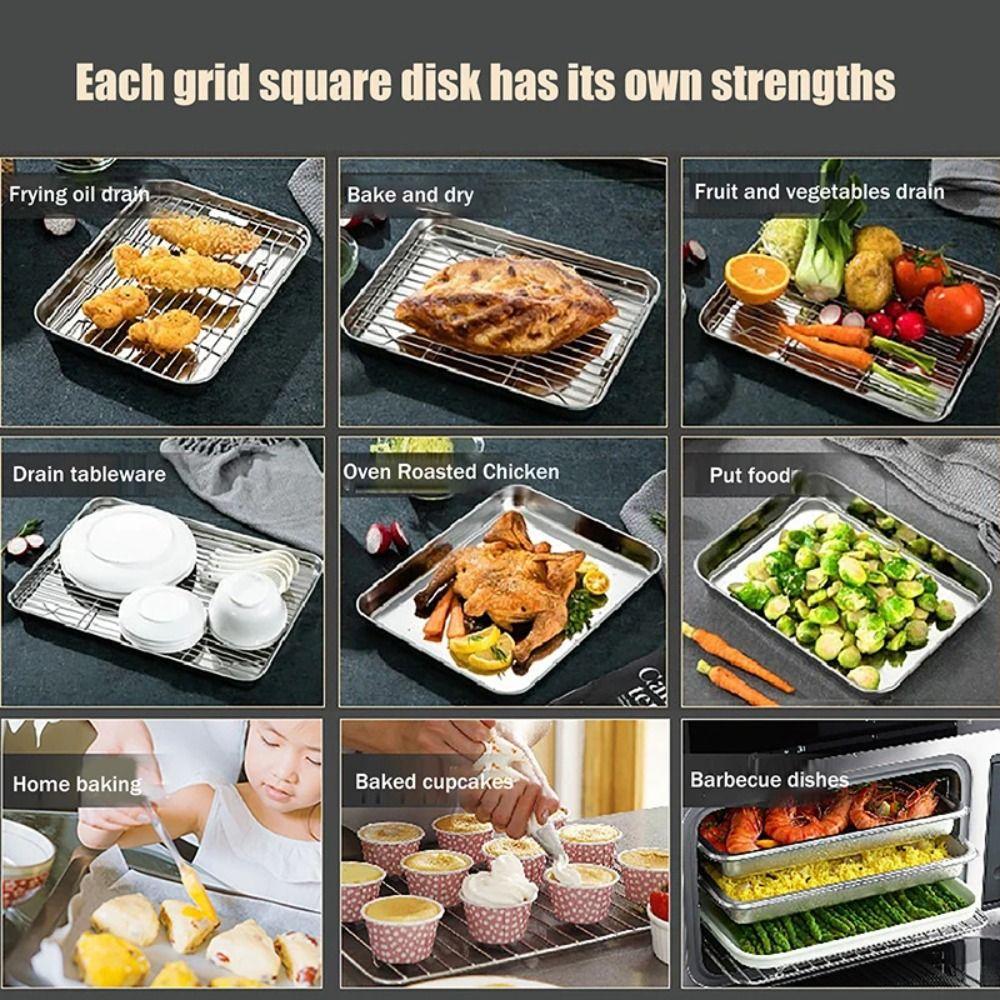 Removable BBQ Tray with Cooling Rack Oven Rack Stainless Steel Baking Pan  for Cooking Roasting