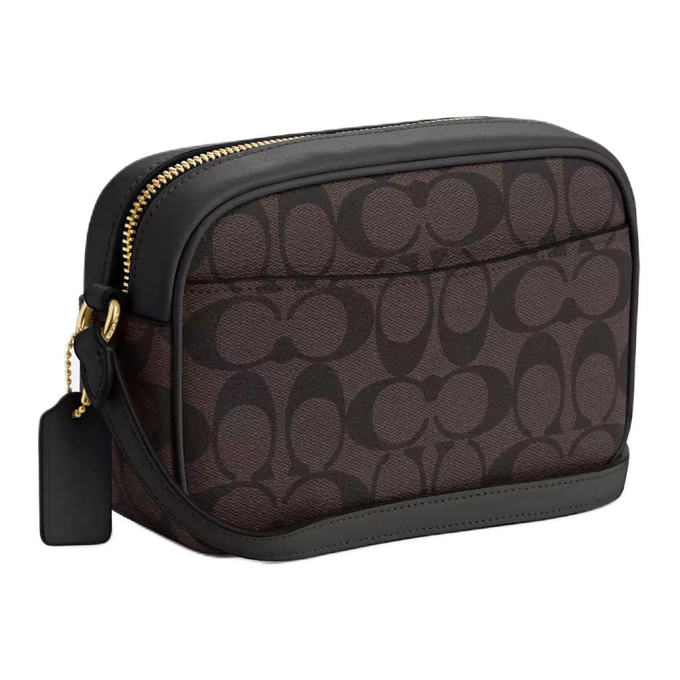 Coach Jamie 21 Classic Monogram Gold Logo Hardware Zipper Coated Canvas Camera Bag Women Shoulder Bag Brown Black CQ874-IMAA8