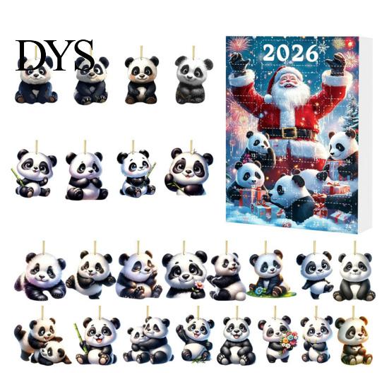 Collectible Panda Box Set Advent Calendars 2026, 2D Acrylic Cute Hanging Ornaments for Animal Xmas Tree, 24 Days Christmas Countdown Calendar,