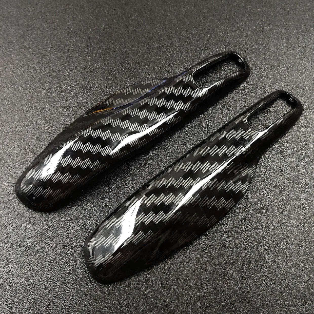 

A Pair Car Key Case Cover Shell Carbon Fiber Chrome Color For Porsche Cayenne Macan 911 Boxster Cayman Panamera