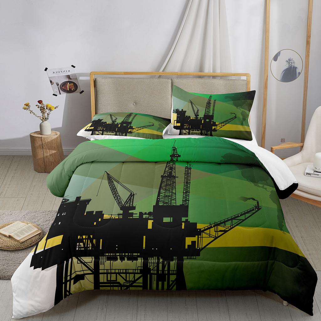 Excavator King Queen Duvet Cover Cartoon Construction Truck Bedding Set for Kids Boys Adults Tractor Polyester Quilt Cover