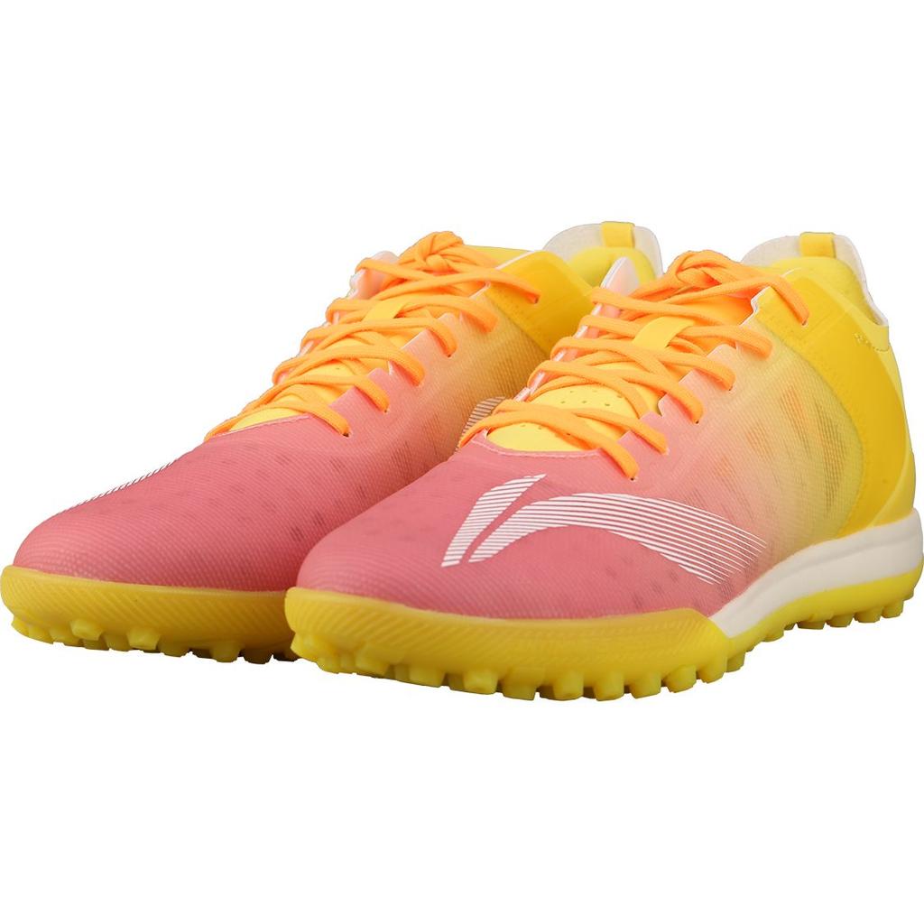Li Ning PU Fabric Studded Non-Slip Durable Football Shoes Men Football Shoes Red Orange Yellow ASTR019-6