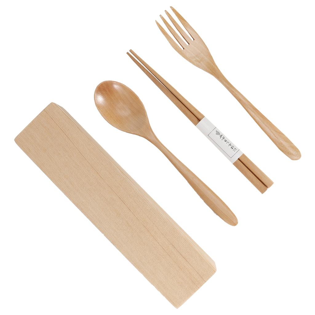 Tragbare Besteckbox Holz Essstäbchen Gabel Löffel Besteckset für Zuhause Reisegebrauch