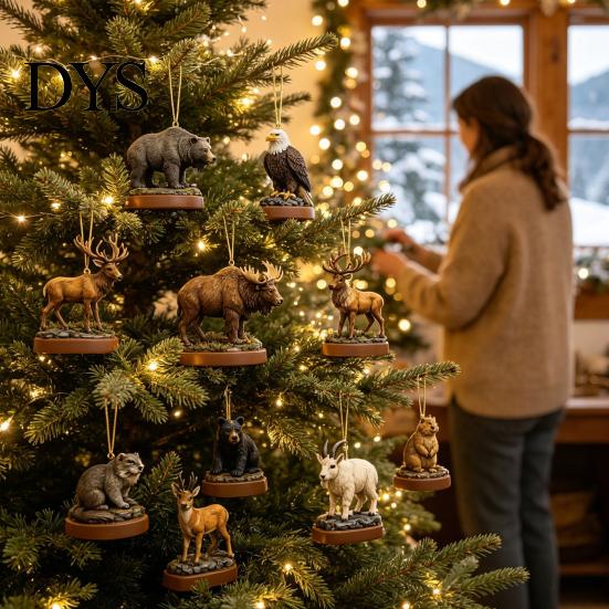 Fun Countdown to Christmas National Park Animal Arrival Calendar, 24 Days Acrylic Figures, Gift Ideas for Children 2D Flat Hanging Ornaments