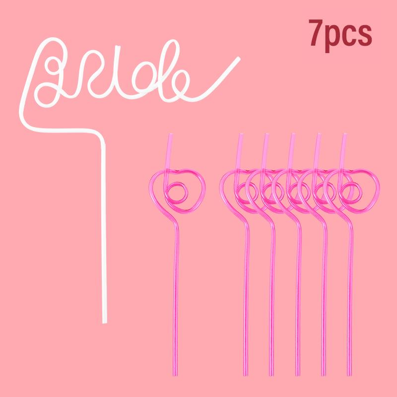 1set Bridal Shower Straws Love Heart Drinking Straw Bride To Be Wedding Decoration Bachelorette Hen Party Supply Team Bride Gift