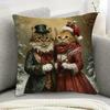 1 Victorian Christmas Cat Double-Sided Printed Pillowcase - Soft Polyester, Zipper Closure, Machine Washable - Suitable for Home Living Room Sofa and 