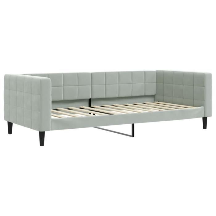 VidaXL Lit de repos gris clair 90x200 cm velours 354008