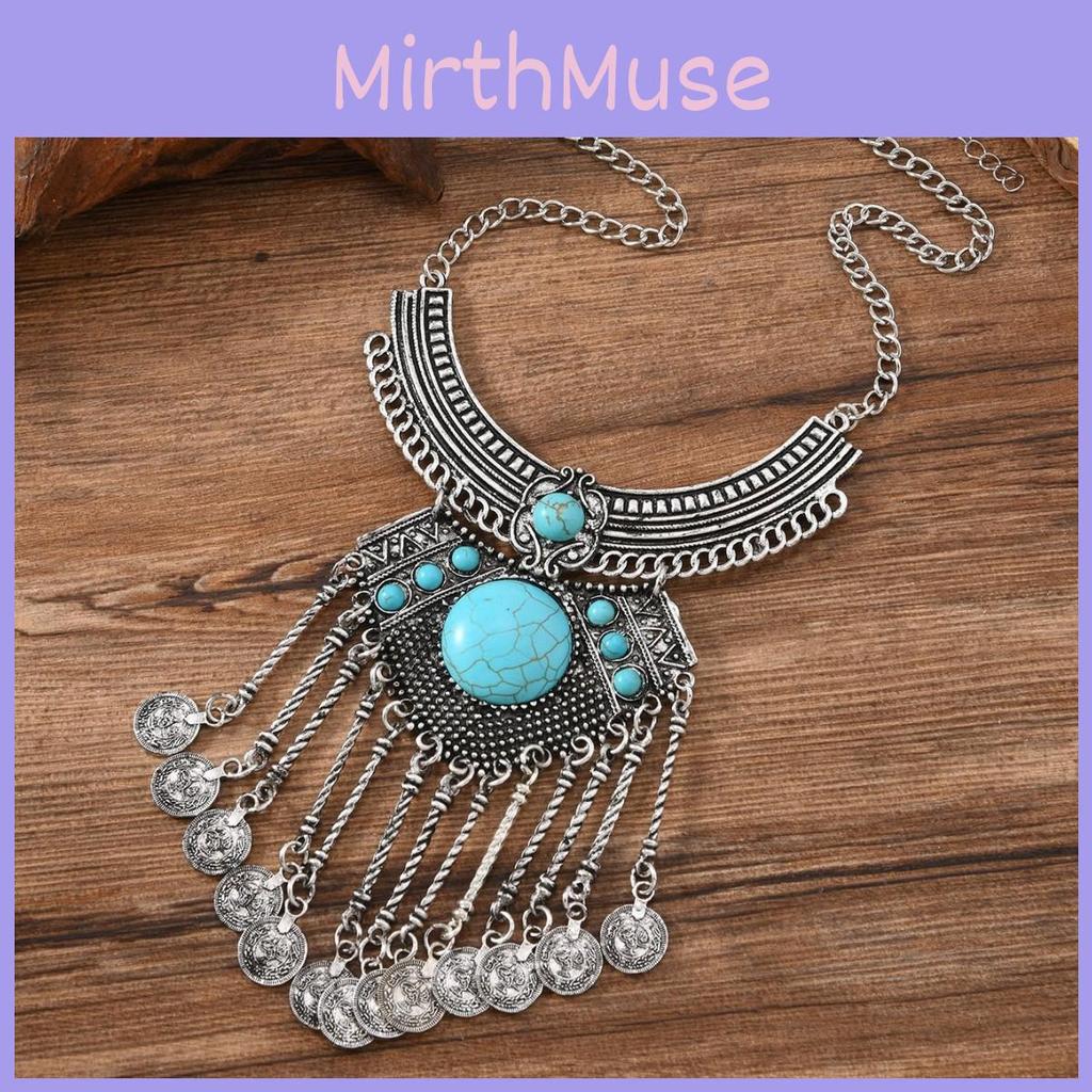 Ethnic Necklace Geometric Zinc Alloy Pendant With Beaded Chain For Boho Jewelry Enthusiasts