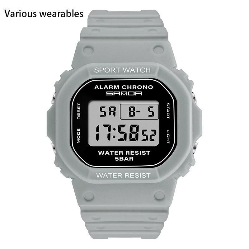 Quadratische multifunktionale elektronische Uhr Sportuhr wasserdichte im Dunkeln leuchtende Studentenmodeuhr