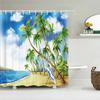 Sunlight Beach Waterproof Fabric Shower Curtains 3D Printing Palm Tree Bath Curtain For Bathroom Bathtub Decoration With Hooks