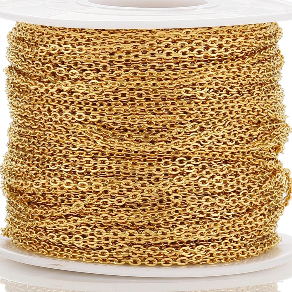 2/10 Meters Stainless Steel Chain 1 1.5 2mm Gold&Steel Color Link for DIY Jewelry Making Necklace Bracelet Bulk Chain Supplies