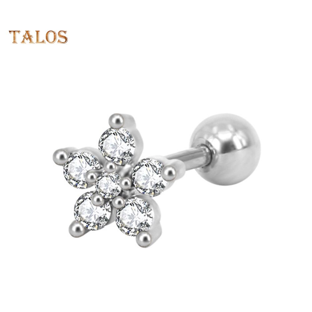 TJ Women Cubic Zirconia Flower Ear Stud Earring Piercing Cartilage Jewelry Gift