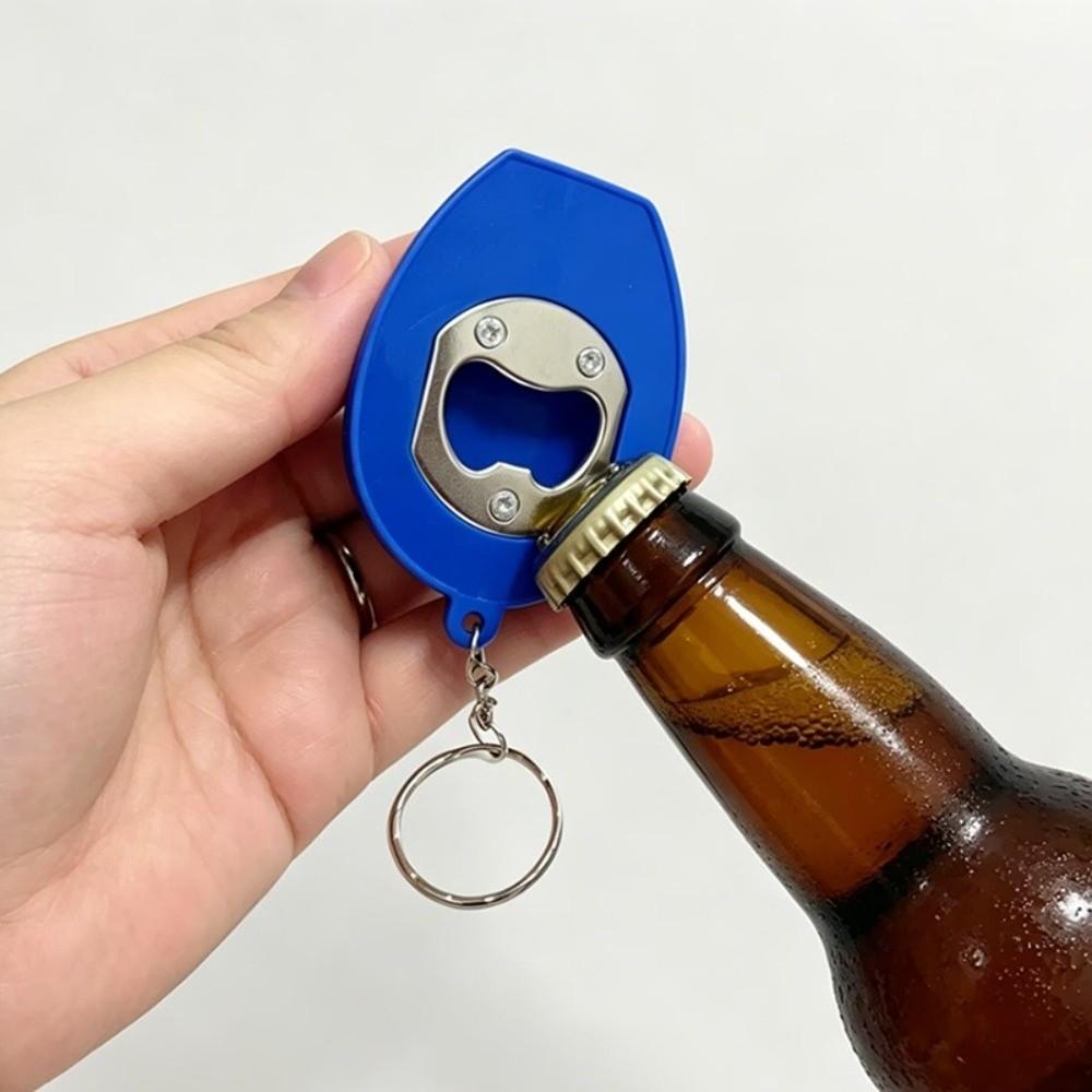 With LED Light Beer Bottle Opener Helmet Shaped Portable Beer Opener Keychain Pendant Bar Party