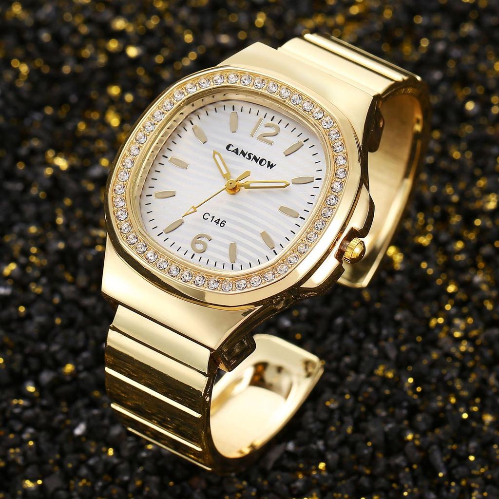 Luxury Ladies Digital Diamond Studded Quartz Bracelet Watch Fashion New Gold Stainless Steel Strap Women's Dress Clock Watches