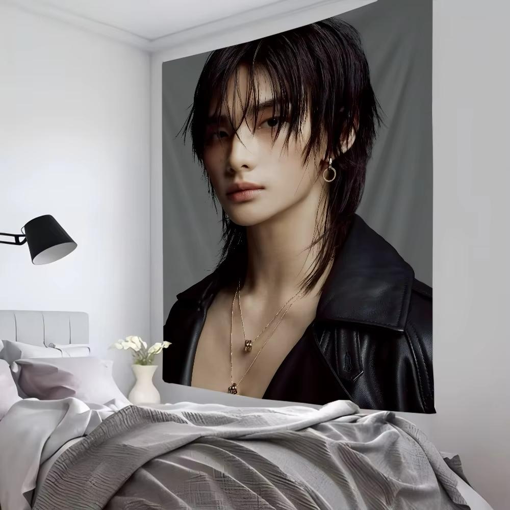 1Pc Hyunjin Tapestry Room Decor Wall Cloth Party Hanging Background Room Decor Baby Room
