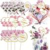 12/24pcs Happy Mother's Day Cake Toppers Best Mom Flowers Cupcake Topper for Mother's Day Birthday Cake Decoratio Party Supplies