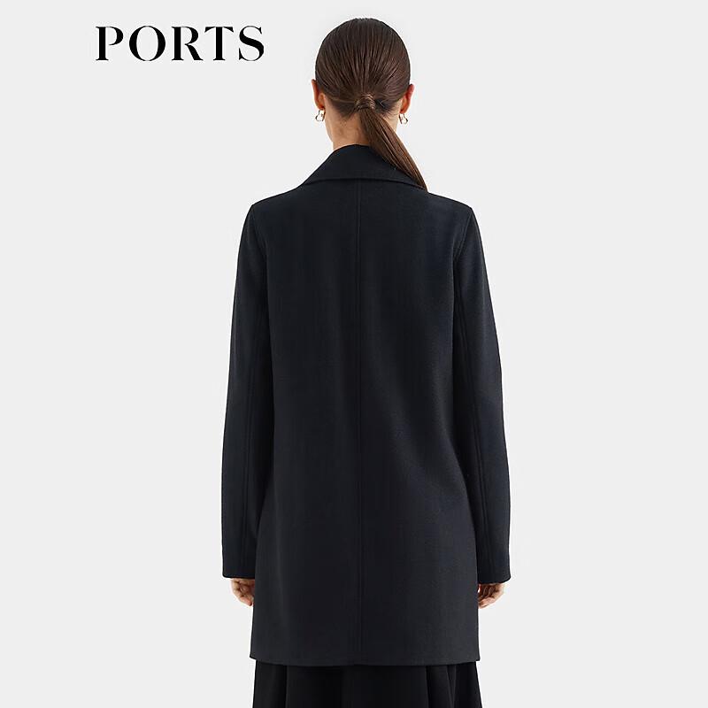 Ports Women's Fall 2025 Black Wool & Cashmere Lapel Coat