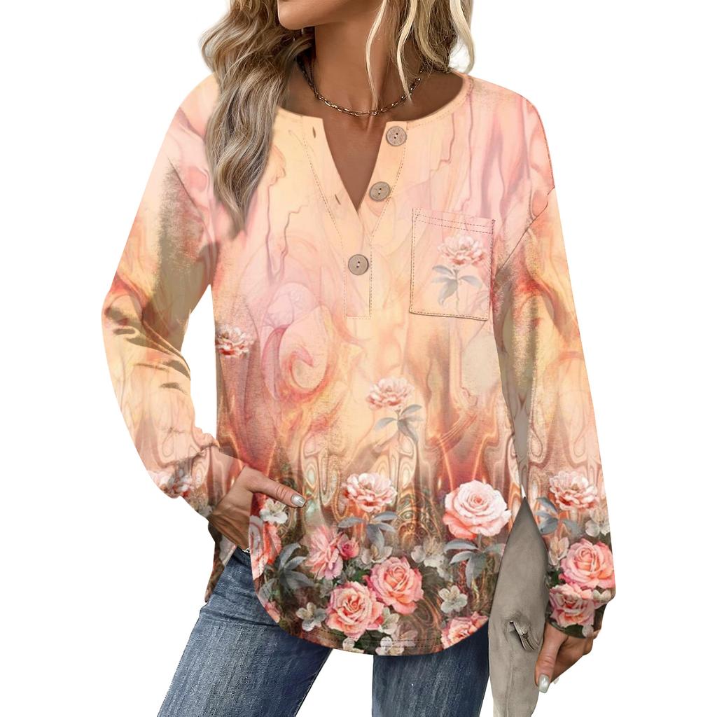 Women's Retro Printed Fashionable Long-sleeved Top