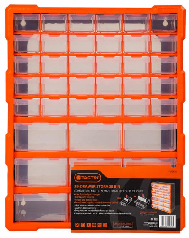 Wall-Mounted Plastic Workshop Organizer, 39 Drawers