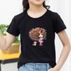 Kids Cotton T Shirt Girl With Floral Hair And Puppy Dog Print Crew Neck Short Sleeve Tee Casual Boys Girls Summer Tops