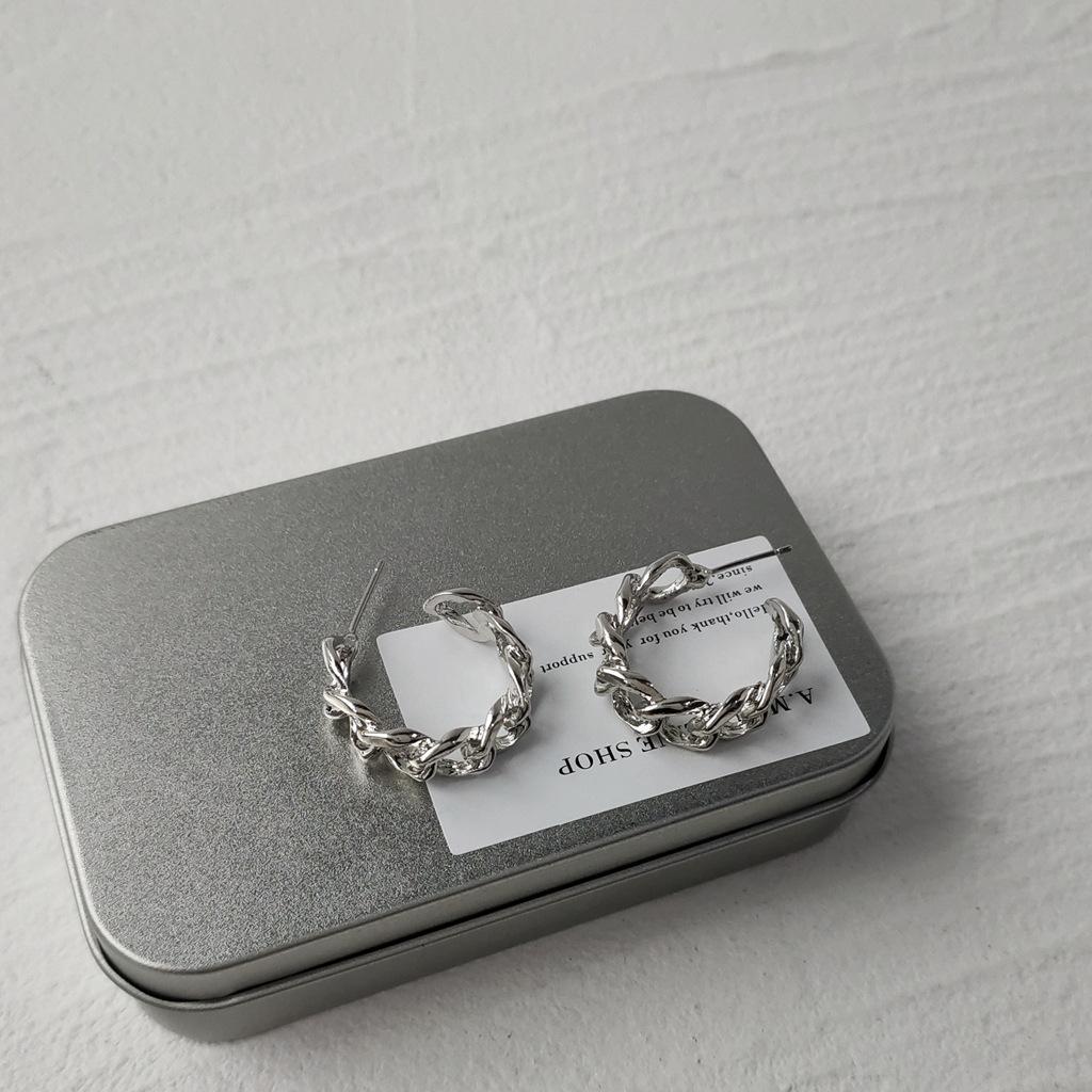 Trendy Hollow Chain Hoop Earrings Temperament Simple Circle Statement Earrings Jewelry Metal Geometric Fashion Earrings