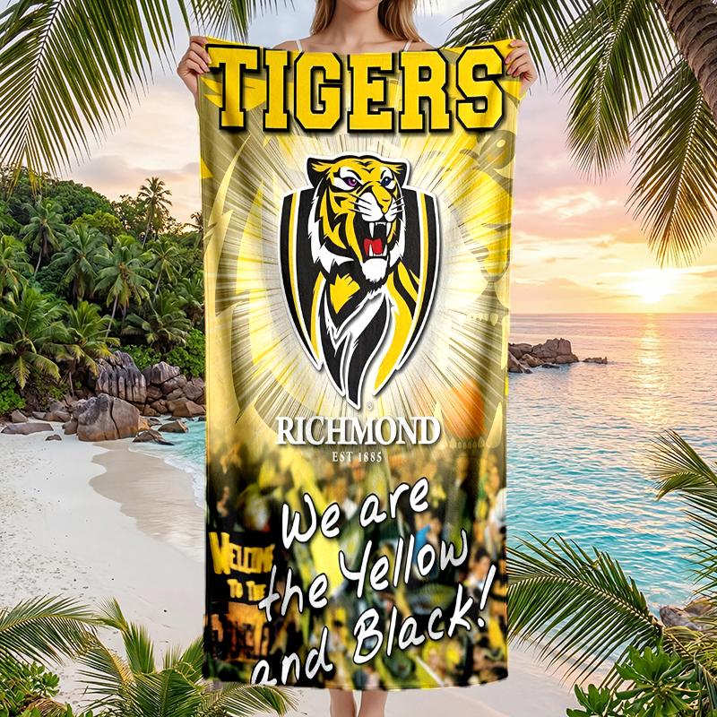 Richmond Tigers Fashion Beach Towel: Ideal for Summer Adventures Soft, Absorbent and Quick Drying Suitable for Swimming and Bathing