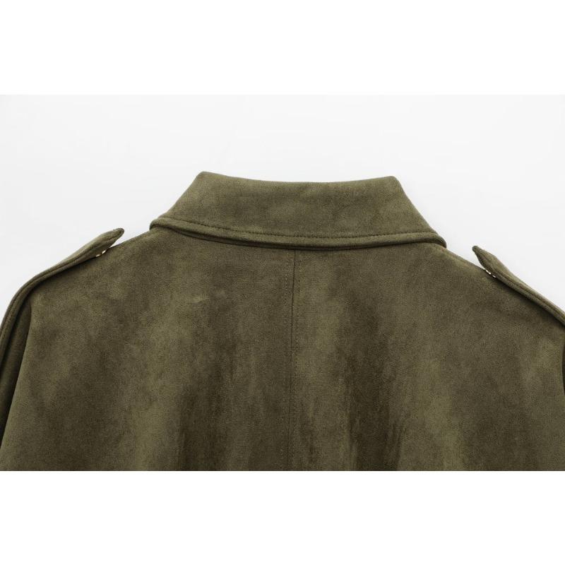 DAFIFY Women's Fashion Casual Solid Color Print Autumn Winter Long Sleeve POLO Neck Jackets & Coats