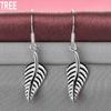 925 Sterling Silver Feather Dangling Piercing Earrings Fashion Wedding Jewelry