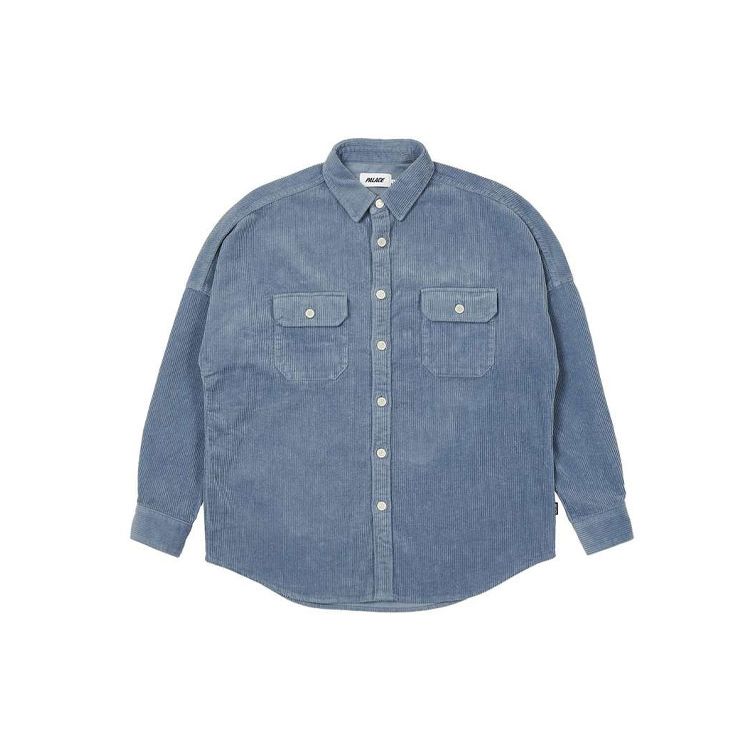 Palace Washed Drop Shoulder Corduroy Shirt Unisex Tops Dusty-Blue P21SHT031