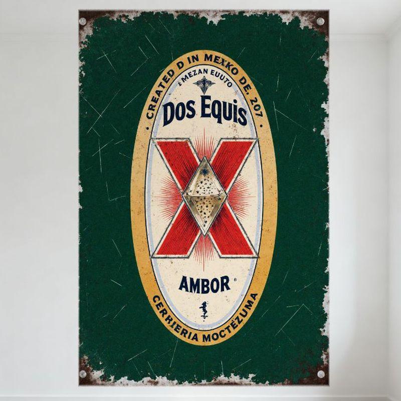 

Vintage Dos Equis Ambar Metal Tin Sign, Mexican Beer Retro Wall Plaque with Faded Edge/Rust, Home Bar/Cafe Decor, Created in Mex 20x30cm（7.8x11.8inch）