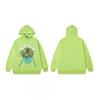 Mens Oversized Hooded Sweatshirt With Spiderweb Foam Print Cotton Fleece-Lined