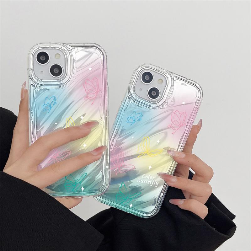 Mobile Phone Cases for iPhone 11 13 XR 15 Pro Max 12 14 Pro Max Case iPhone 16 7 Plus 8 Plus XS Max 6 15 Plus Laser Wave Pattern Anti-drop Waterproof