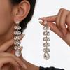 Silver Needle Rhinestone Water Drop Tassel Stud Earrings - Exquisite High-end Light Luxury Ear Jewelry