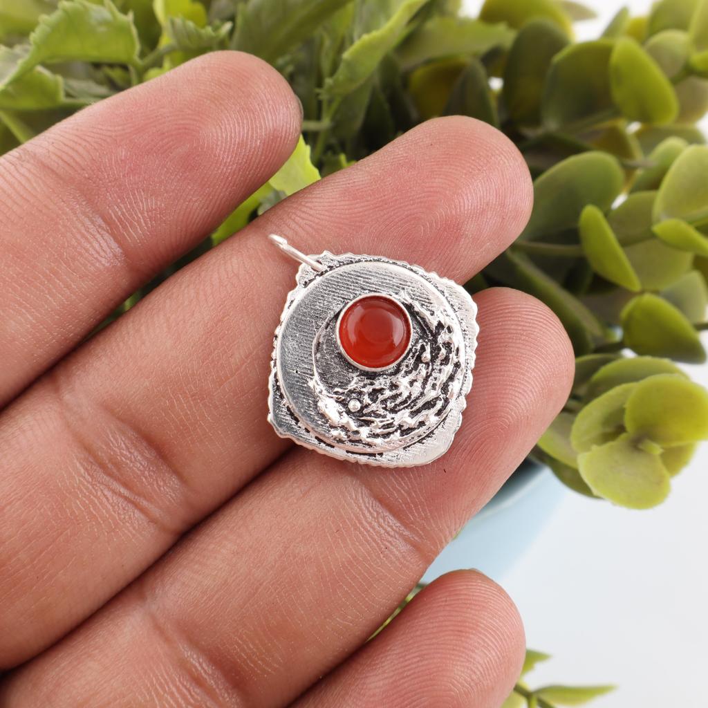Carnelian 925 Solid Sterling Silver Pendant, Handmade Gemstone Pendant Jewelry, Gifts For Wife Brand New Pendant