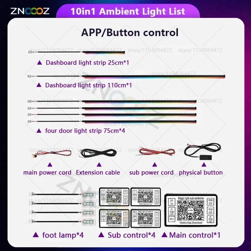 22in1 RGB Car Interior Acrylic Car Ambient Lights RGB Hidden Acrylic Strip Decoration Atmosphere Accessories For Silverado
