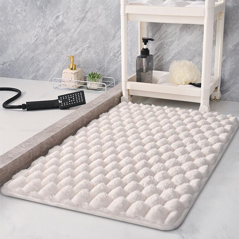 Large Flannel Anti-Slip Bathroom Mat - Absorbent Floor Mat for Shower Room or Toilet Door