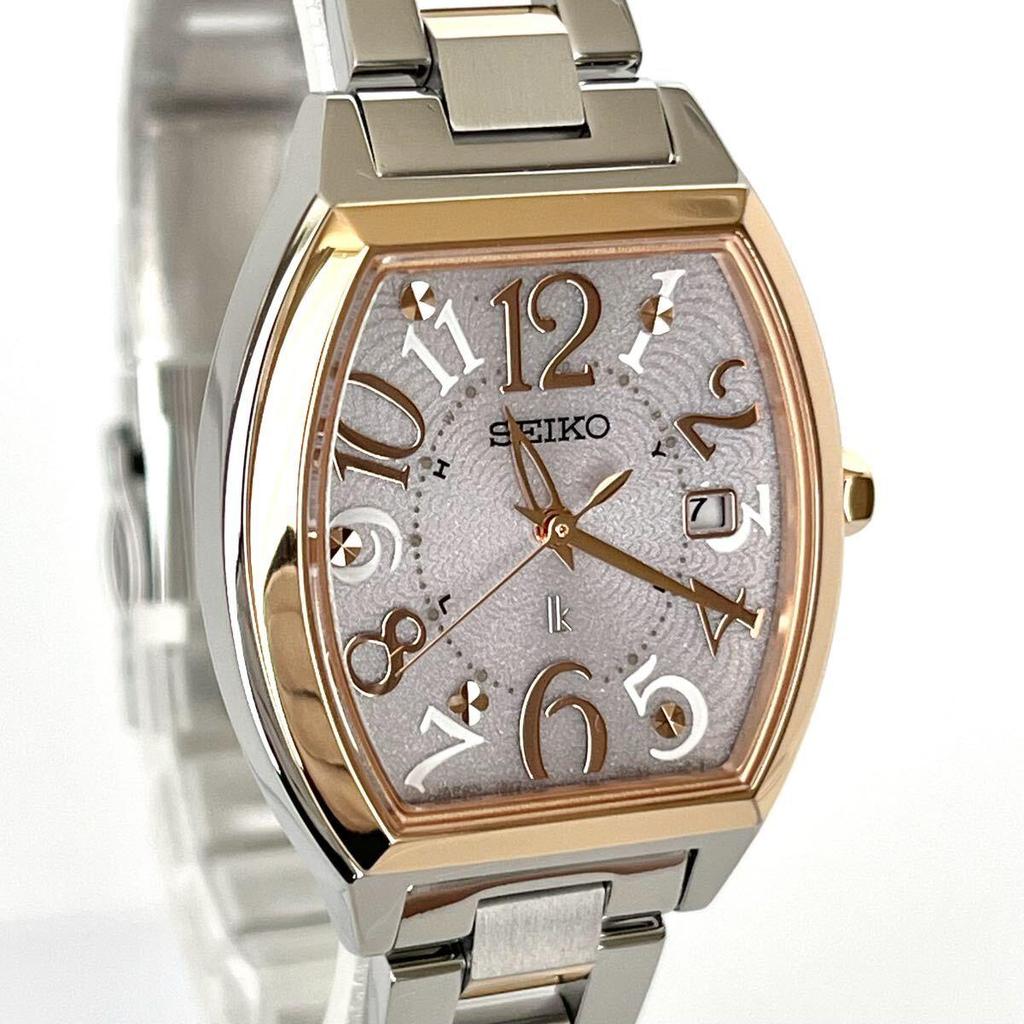[In operation] Polished Seiko SEIKO LUKIA women's watch radio solar good condition pink silver dial gold s2416