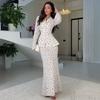 Spring and Autumn new European, American and Amazon cross-border V-neck floral long-sleeved top, fishtail skirt set