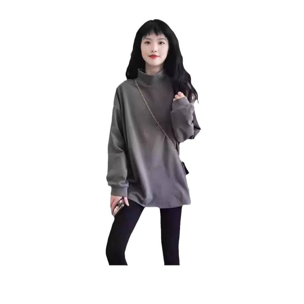 Women's 2024 Autumn/Winter Half Turtleneck Warm Loose Long Sleeve Top