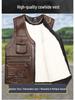 Herren Plus Size West aus echtem Rindsleder mit mehreren Taschen – Lässiges Gilet für Frühling, Herbst, Winter & Vaters Outfit