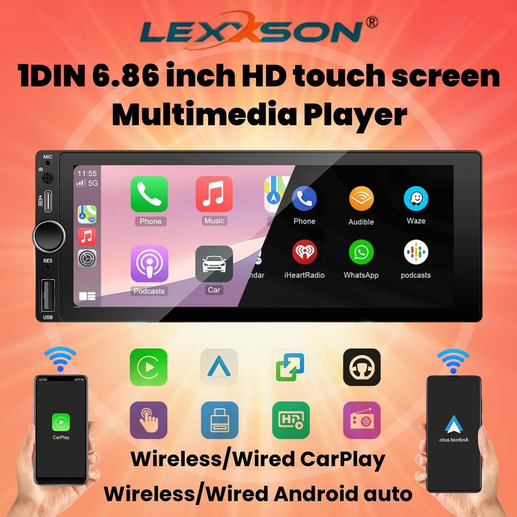 1DIN 6,86 inch HD Touch Screeh Multimedia MP5 Player Radio Auto Wireless CarPlay Android Auto pentru Radio Universal Auto BT FM AUX